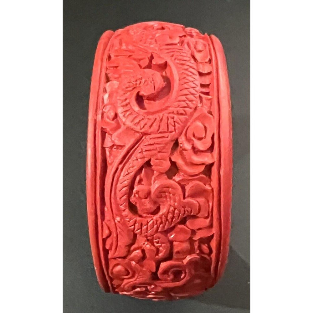 Vintage Cinnabar Bracelet red carved